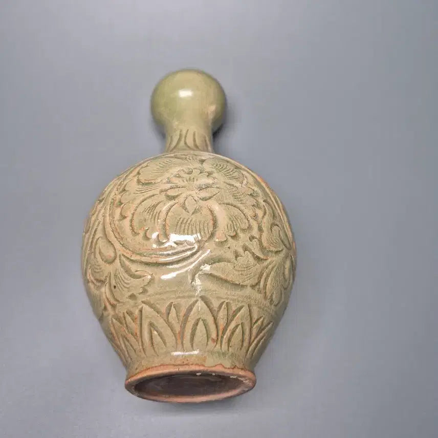 [BUNJANG] Celadon Porcelain Peony Motif Vase / 월주요 청자 각화 모란문 산두병 중국도자기 골동품 미술품 수집품