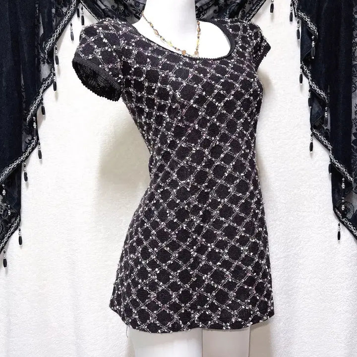 [BUNJANG] Cecil McBee Tweed Knit Mini Dress - Latte Gal / 세실맥비 트위드 니트 미니원피스 라떼갸루 러블리 히메 슈슈룬 쇼콜라 핀터
