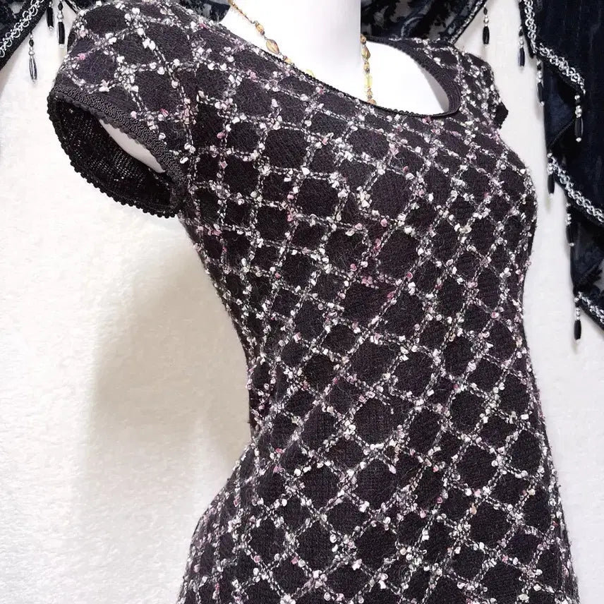 [BUNJANG] Cecil McBee Tweed Knit Mini Dress - Latte Gal / 세실맥비 트위드 니트 미니원피스 라떼갸루 러블리 히메 슈슈룬 쇼콜라 핀터