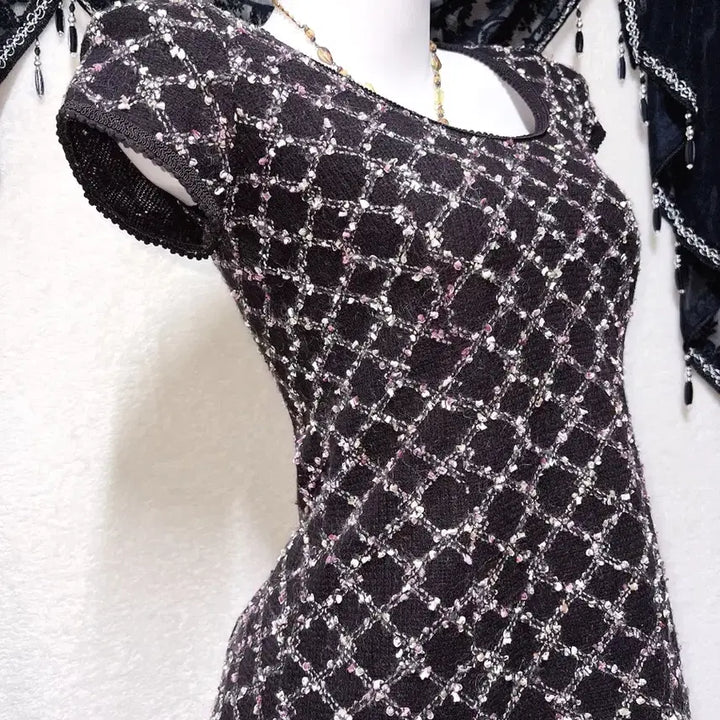 [BUNJANG] Cecil McBee Tweed Knit Mini Dress - Latte Gal / 세실맥비 트위드 니트 미니원피스 라떼갸루 러블리 히메 슈슈룬 쇼콜라 핀터