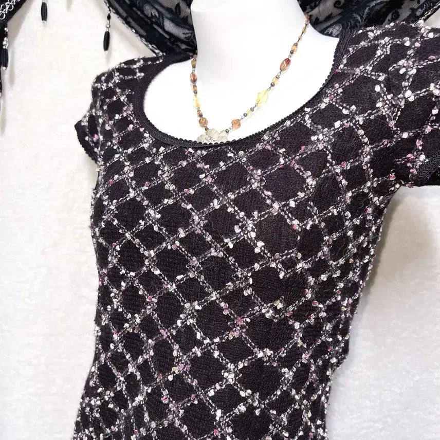 [BUNJANG] Cecil McBee Tweed Knit Mini Dress - Latte Gal / 세실맥비 트위드 니트 미니원피스 라떼갸루 러블리 히메 슈슈룬 쇼콜라 핀터
