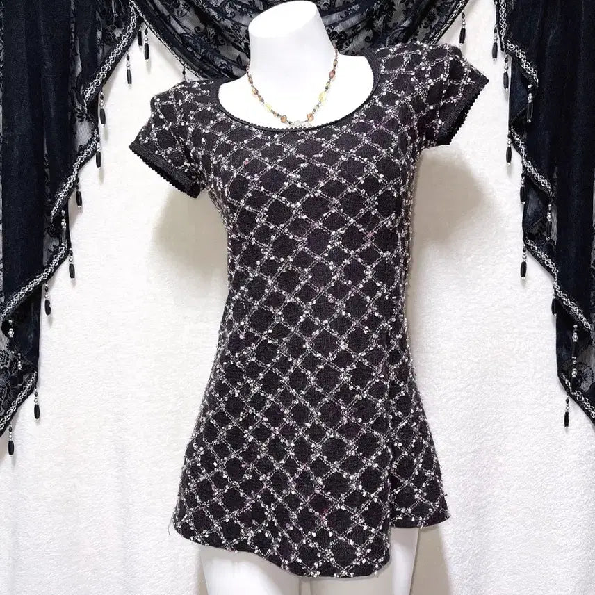 [BUNJANG] Cecil McBee Tweed Knit Mini Dress - Latte Gal / 세실맥비 트위드 니트 미니원피스 라떼갸루 러블리 히메 슈슈룬 쇼콜라 핀터