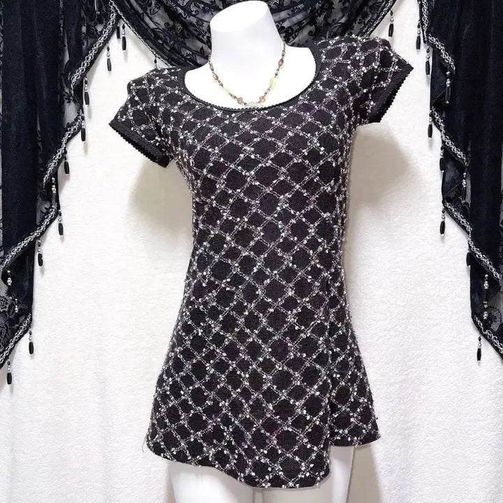 [BUNJANG] Cecil McBee Tweed Knit Mini Dress - Latte Gal / 세실맥비 트위드 니트 미니원피스 라떼갸루 러블리 히메 슈슈룬 쇼콜라 핀터