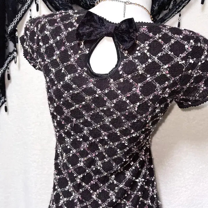 [BUNJANG] Cecil McBee Tweed Knit Mini Dress - Latte Gal / 세실맥비 트위드 니트 미니원피스 라떼갸루 러블리 히메 슈슈룬 쇼콜라 핀터