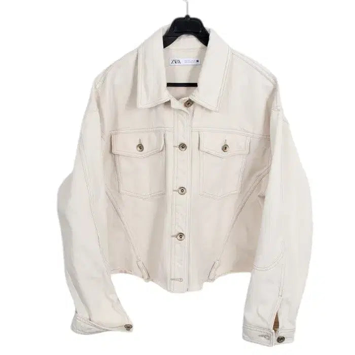 [BUNJANG] Zara Ivory Cropped Denim Jacket Women&
