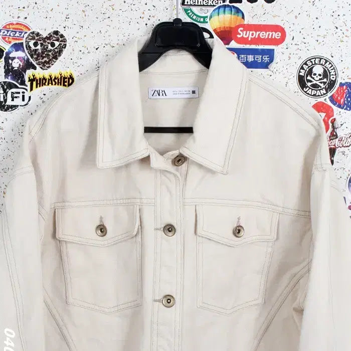 [BUNJANG] Zara Ivory Cropped Denim Jacket Women&