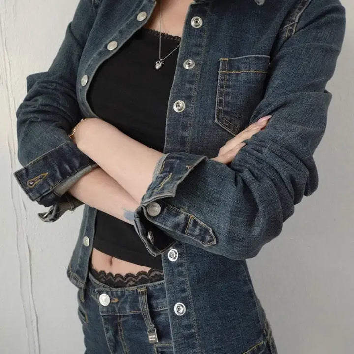 [BUNJANG] Pale Jade Vintage Snap Denim Shirt / 페일제이드 청자켓 Vintage Snap Denim Shirts