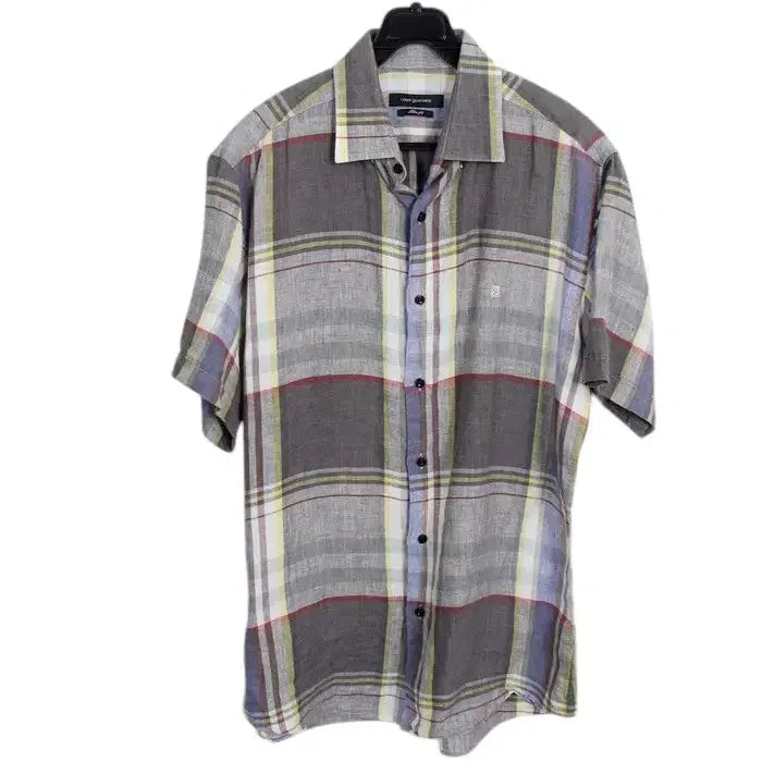 [BUNJANG] Louis Quatorze Slim Fit Check Linen Shirt / 남성100/ 루이까또즈 슬림핏 체크 린넨셔츠 21-145
