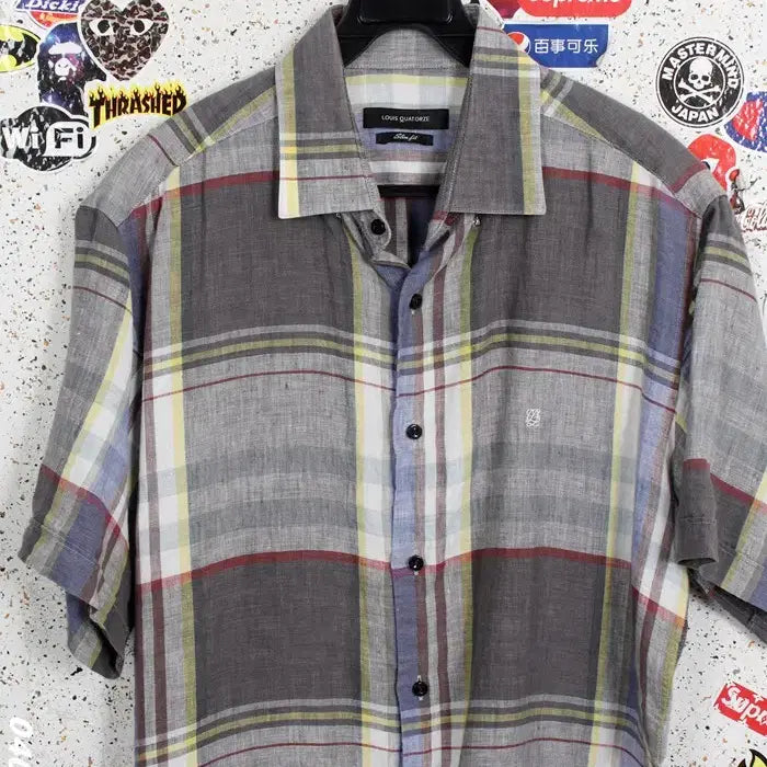 [BUNJANG] Louis Quatorze Slim Fit Check Linen Shirt / 남성100/ 루이까또즈 슬림핏 체크 린넨셔츠 21-145