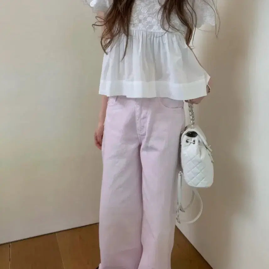 [BUNJANG] Poster Pink Embroidered Denim M New Arrival / 포스터 핑크 자수데님 m 새상품