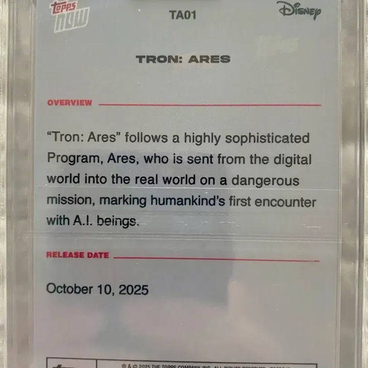 [BUNJANG] Disney Tron Ares Topps Now Card / 디즈니 트론 아레스카드