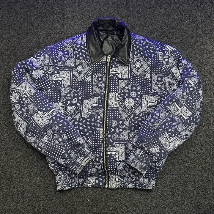 [BUNJANG] C.O.M.E Reversible Paisley &amp; Leather Bomber Jacket / C.O.M.E 리버시블 페이즐리 &amp; 레더 봄버자켓 팝니다
