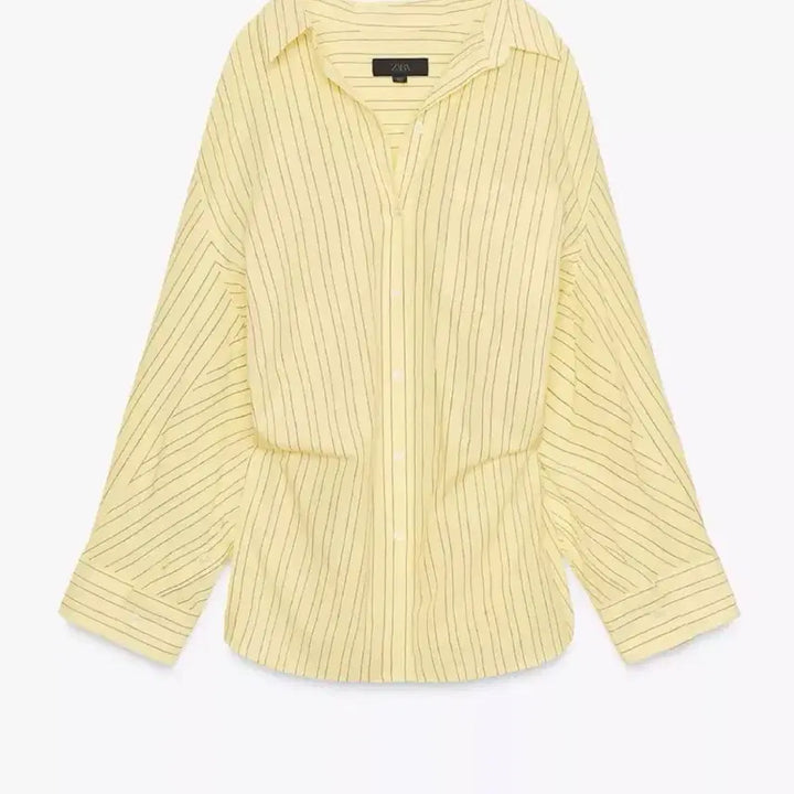 [BUNJANG] ZARA Yellow/Mustard Striped Shirt / 자라 옐로우 스트라이프 셔츠(새상품)