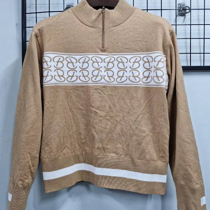 [BUNJANG] Benjefe Jacquard Pattern Windproof Half-Zip Knit Golf Sweater / 100L/66-77 벤제프 골프 자가드패턴 방풍 반집업 니트.