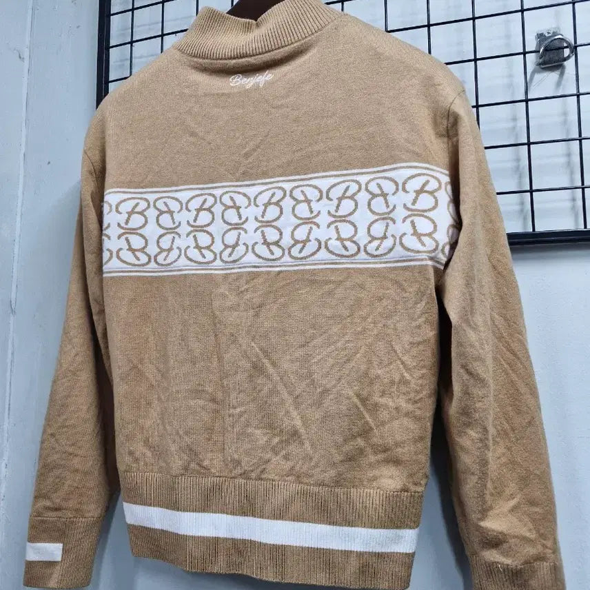 [BUNJANG] Benjefe Jacquard Pattern Windproof Half-Zip Knit Golf Sweater / 100L/66-77 벤제프 골프 자가드패턴 방풍 반집업 니트.