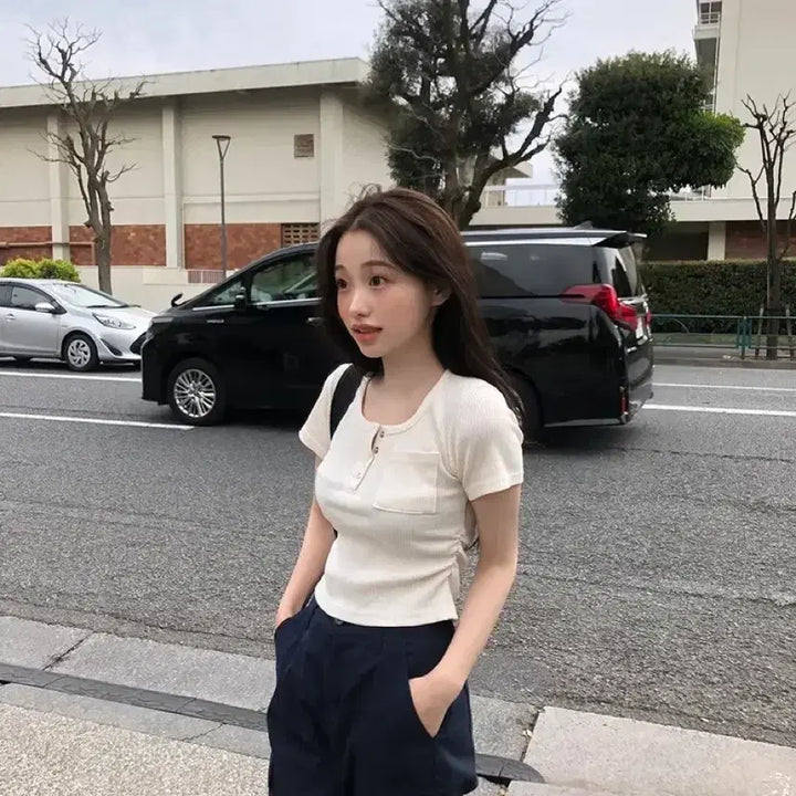 [BUNJANG] YoungnRich DdoDdoSlim Ribbed Knit Ivory Top / 영앤리치 또또슬림 골지니트 아이보리
