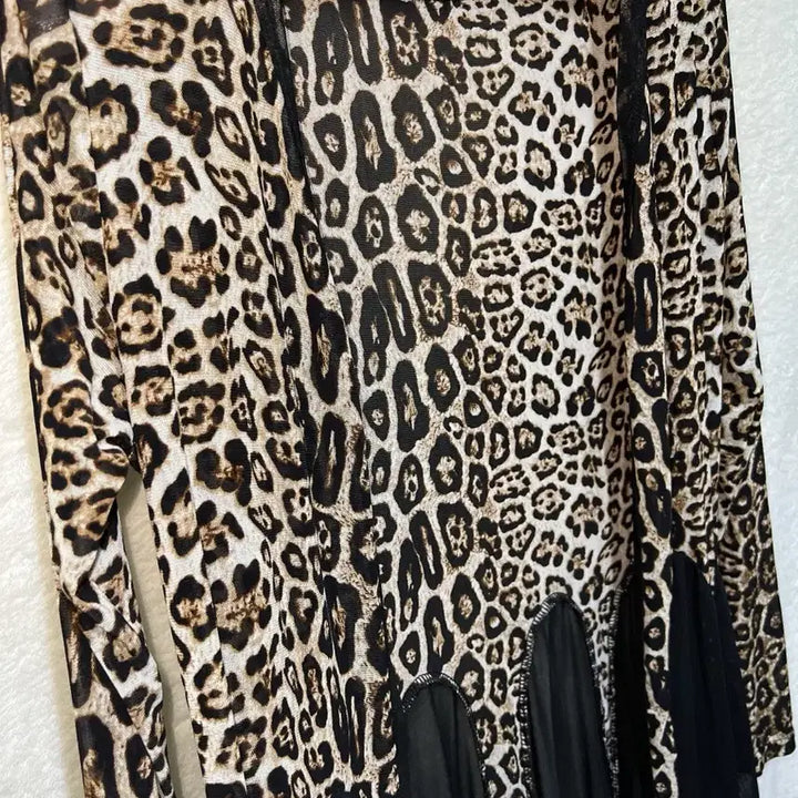 [BUNJANG] Leopard Print Drape Long Cardigan Robe / 레오파드 호피 오네갸루 드레이프 롱가디건 로브 고딕 고스 펑크 핀터