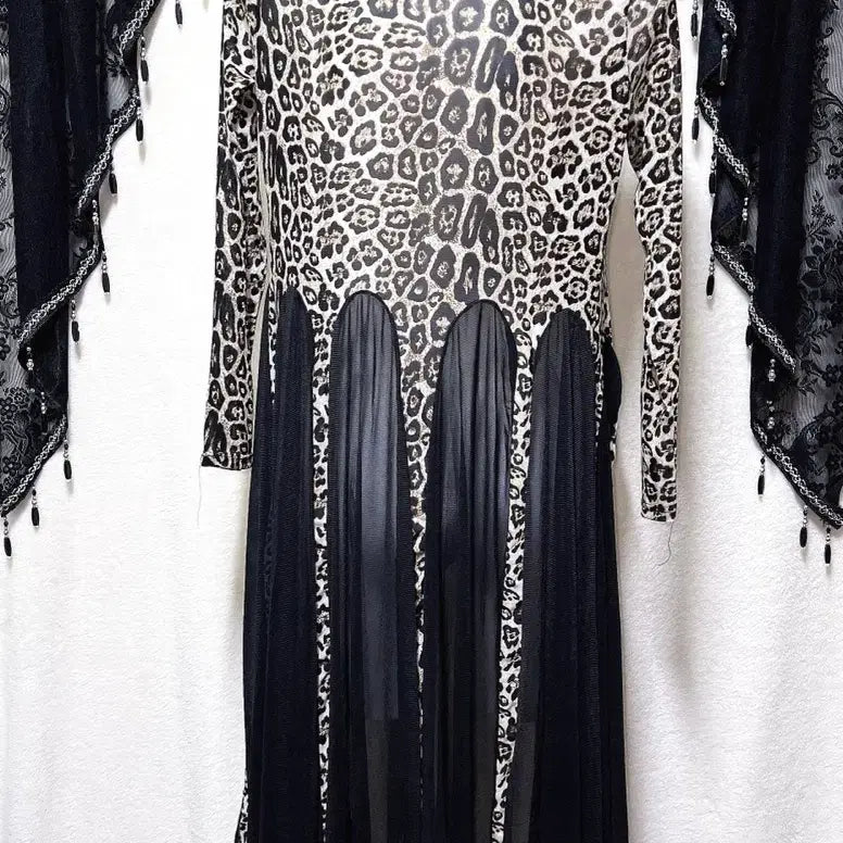 [BUNJANG] Leopard Print Drape Long Cardigan Robe / 레오파드 호피 오네갸루 드레이프 롱가디건 로브 고딕 고스 펑크 핀터