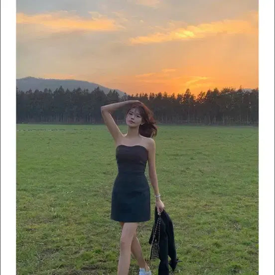 [BUNJANG] Hawa Tweed Mini Dress (Black, S) / 하와 트위드 원피스 블랙 s