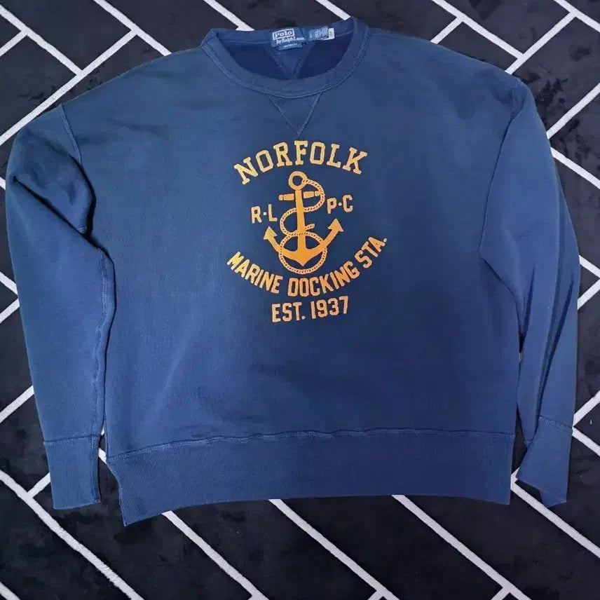[BUNJANG] Polo Vintage Fit Graphic Sweatshirt Navy L / 폴로 빈티지핏 그래픽 스웻셔츠 네이비 L