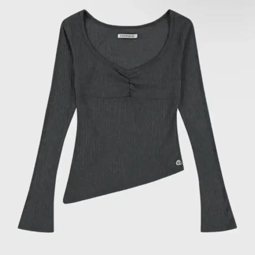 [BUNJANG] Koiseio Asymmetrical Shirred Top Charcoal Gray / 코이세이오 언발란스 셔링탑 차콜 그레이