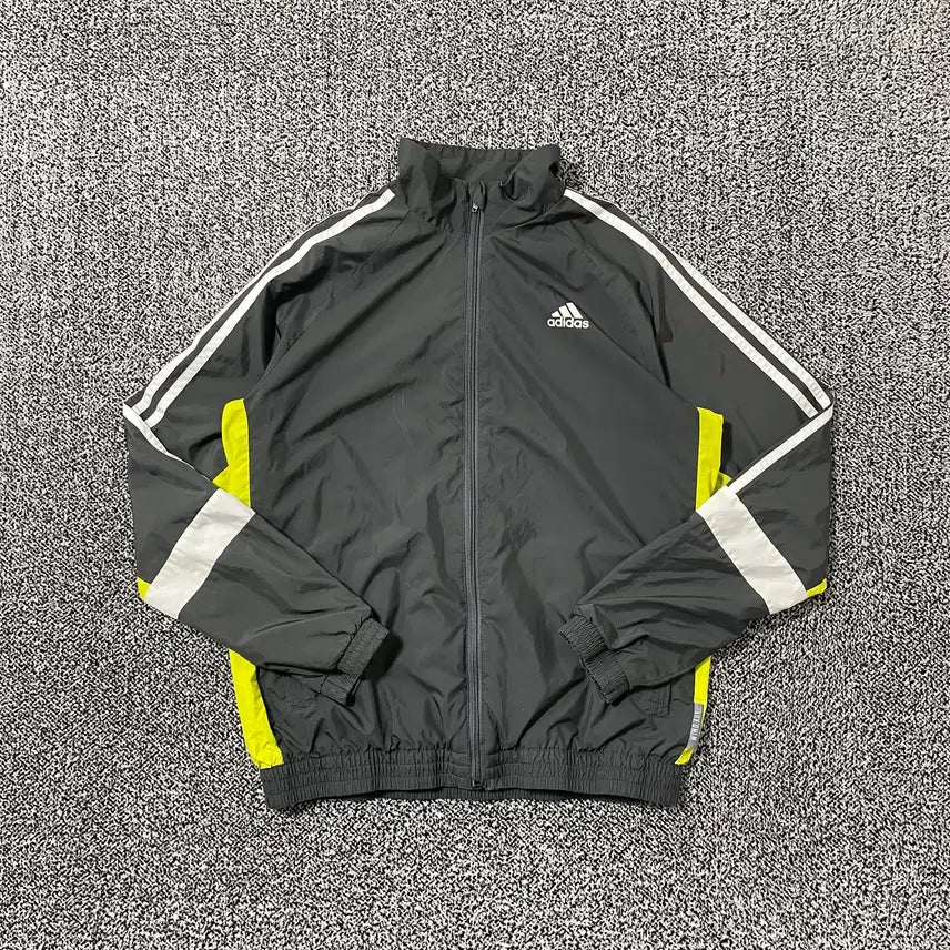 [BUNJANG] Adidas Kids Windbreaker Charcoal Fluorescent 160 / 빈티지9. 아디다스 키즈 바람막이 윈드브레이커 차콜 형광 160