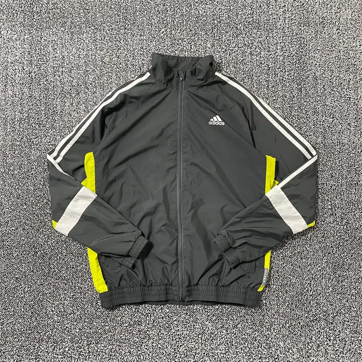 [BUNJANG] Adidas Kids Windbreaker Charcoal Fluorescent 160 / 빈티지9. 아디다스 키즈 바람막이 윈드브레이커 차콜 형광 160