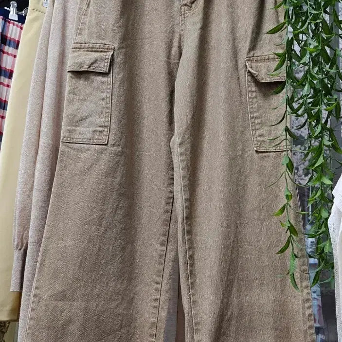 [BUNJANG] Beige Cargo Wide Denim Pants (M) / 베이지 카고 와이드 데님 팬츠(M)