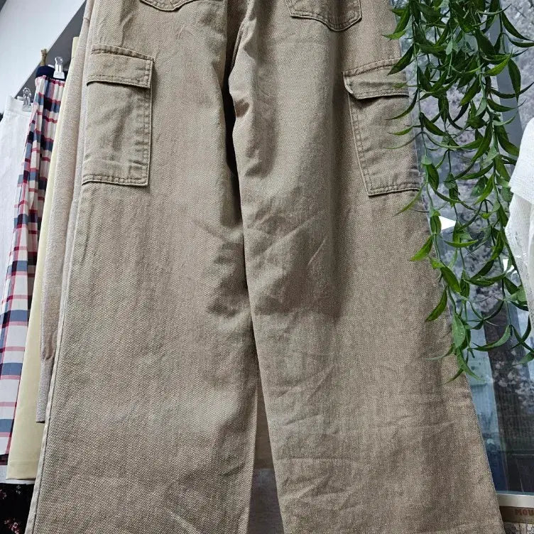[BUNJANG] Beige Cargo Wide Denim Pants (M) / 베이지 카고 와이드 데님 팬츠(M)