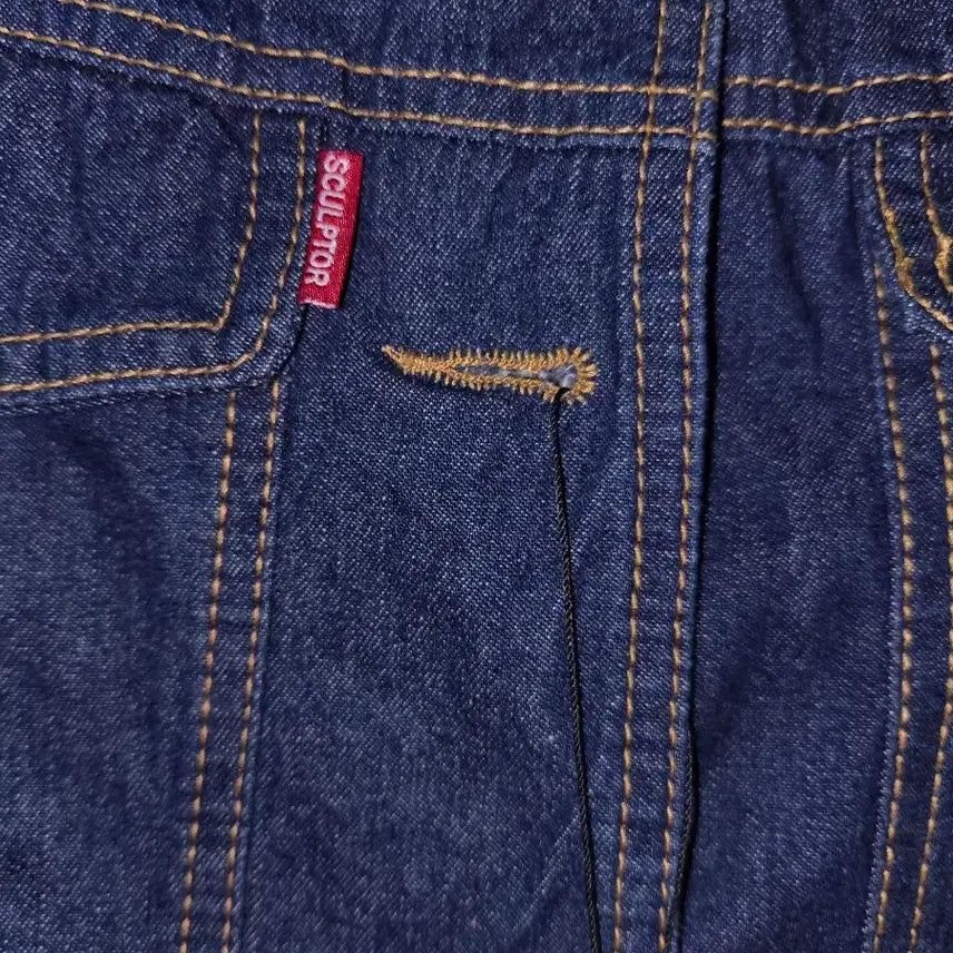 [BUNJANG] Sculptor Pocket Stitch Denim Dress Blue S / 스컬프터 포켓 스티치 청 데님원피스 S 새상품