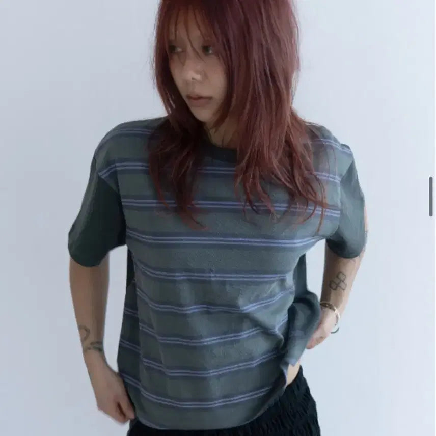 [BUNJANG] Casual Manual Reversible Snake T-Shirt Charcoal / 캐주얼 매뉴얼 리버시블 스네이크 티셔츠 챠콜