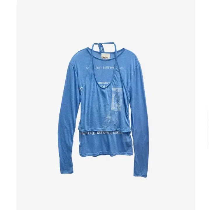 [BUNJANG] Casual Manual Sheer Layered Set Light Blue / 캐주얼 매뉴얼 시어 레이어드 세트 라이트블루