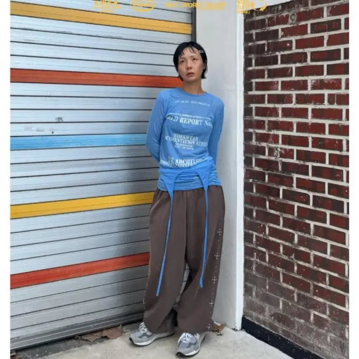 [BUNJANG] Casual Manual Sheer Layered Set Light Blue / 캐주얼 매뉴얼 시어 레이어드 세트 라이트블루