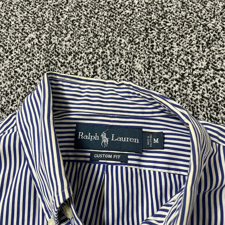 [BUNJANG] Polo Ralph Lauren Striped Custom Fit Shirt / 빈티지9. 폴로랄프로렌 폴로셔츠 커스텀핏 스트라이프 줄무늬 셔츠 블루