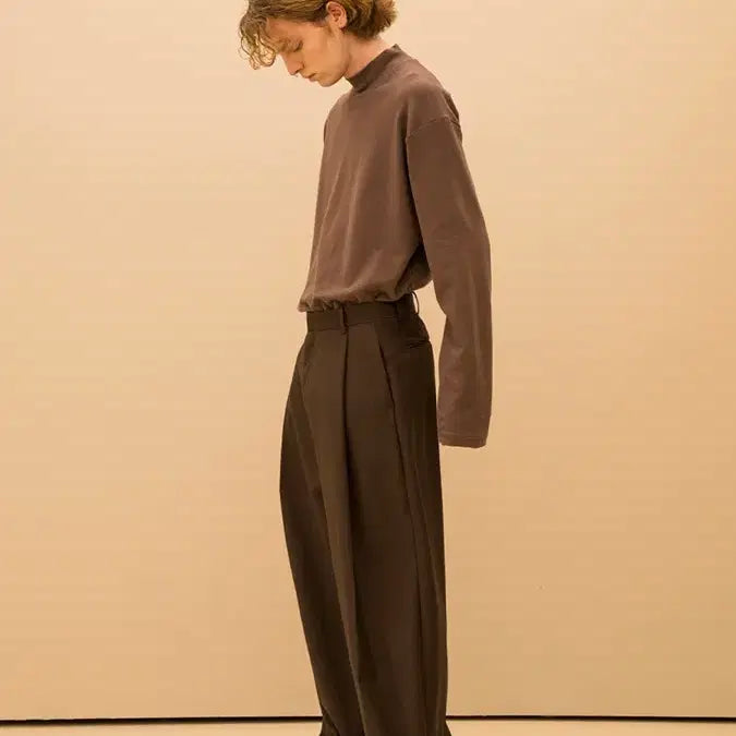 [BUNJANG] Signature Deep Brown Wide Slacks / 시그니처 딥브라운 와이드 슬랙스 새것