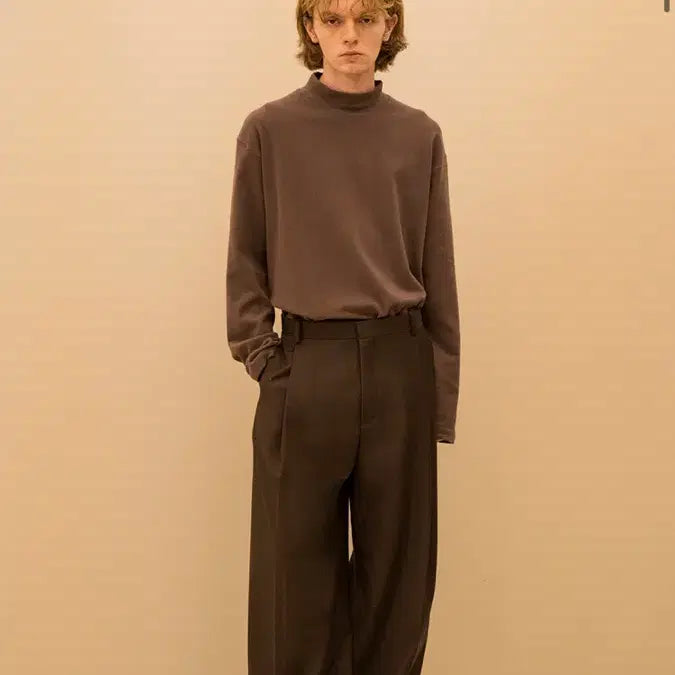 [BUNJANG] Signature Deep Brown Wide Slacks / 시그니처 딥브라운 와이드 슬랙스 새것