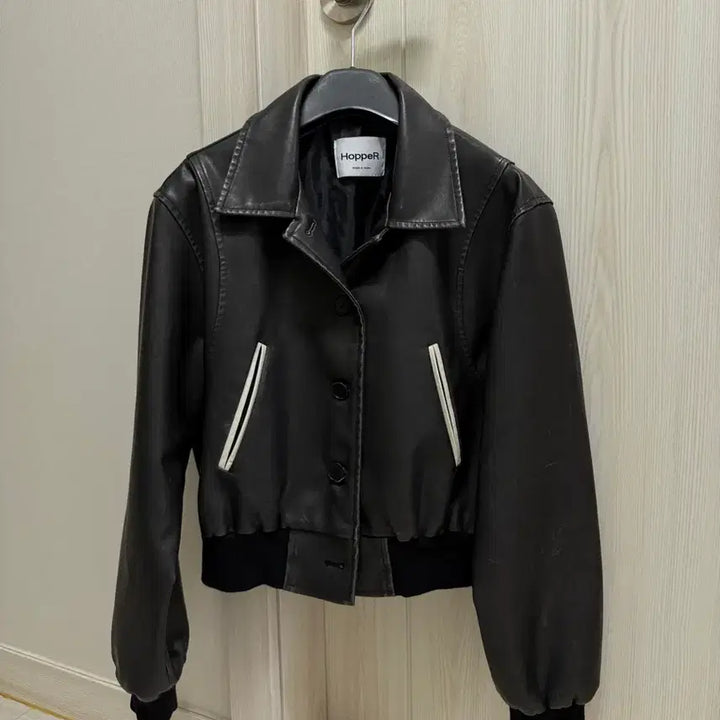 [BUNJANG] arb Hopper Black Leather Bomber Jacket / [arb] Hopper 블랙 레더 봄버 자켓