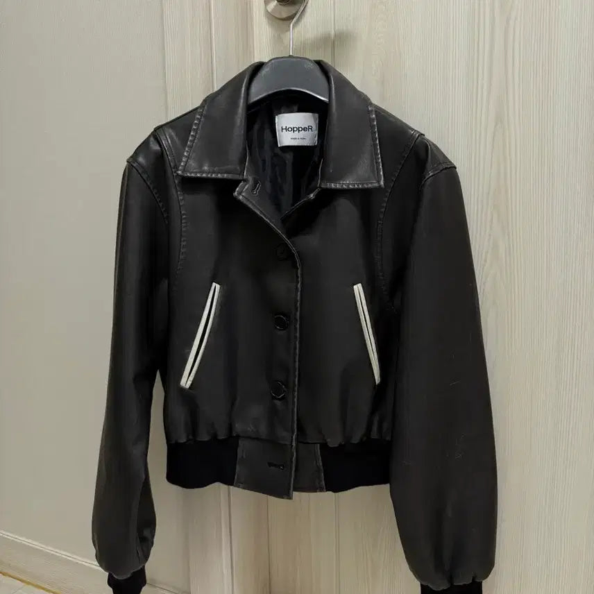 [BUNJANG] arb Hopper Black Leather Bomber Jacket / [arb] Hopper 블랙 레더 봄버 자켓
