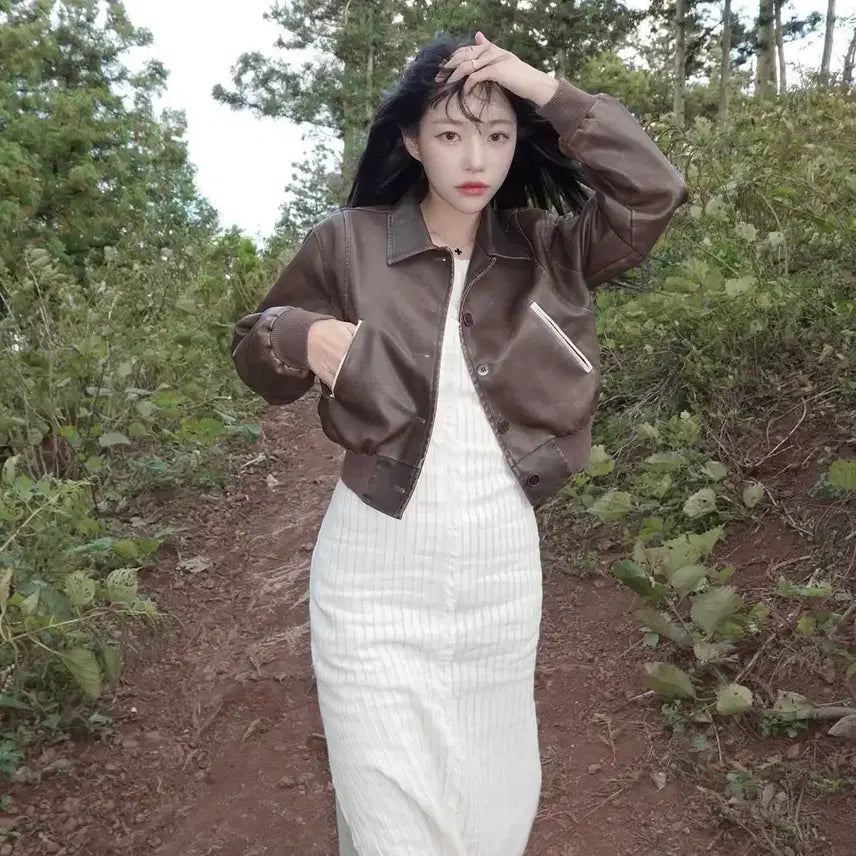 [BUNJANG] arb Hopper Black Leather Bomber Jacket / [arb] Hopper 블랙 레더 봄버 자켓