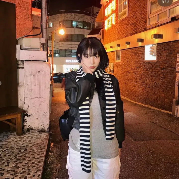 [BUNJANG] arb Hopper Black Leather Bomber Jacket / [arb] Hopper 블랙 레더 봄버 자켓