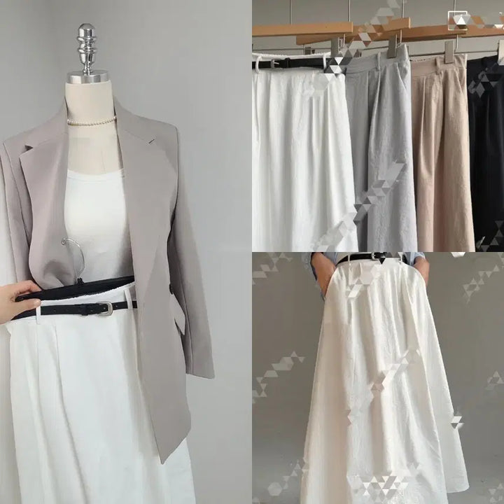 [BUNJANG] New Back-Band Skirt &amp; Belt Set / 새-뒷밴딩 스커트 벨트 세트(4col)