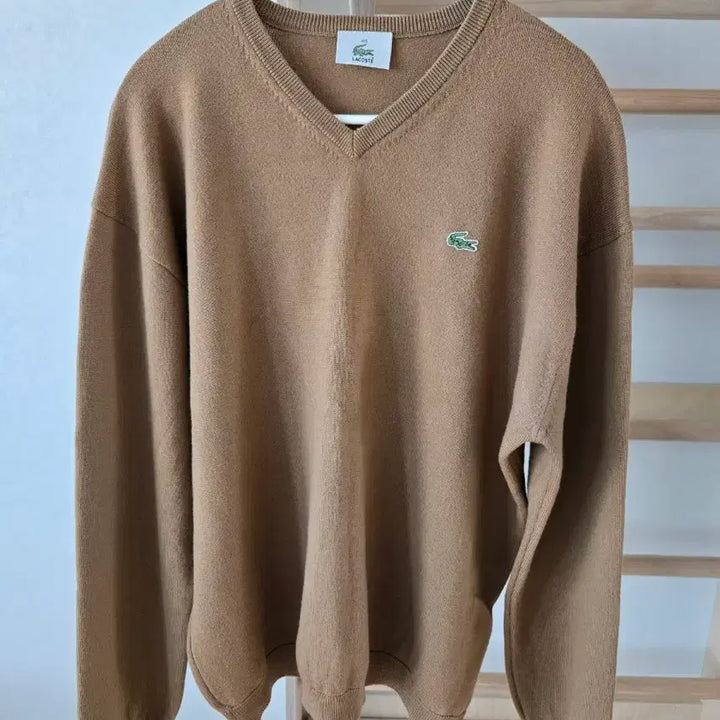 [BUNJANG] Lacoste Brown Wool V-Neck Knit Sweater / 라코스테 브라운 울100% 니트 105사이즈