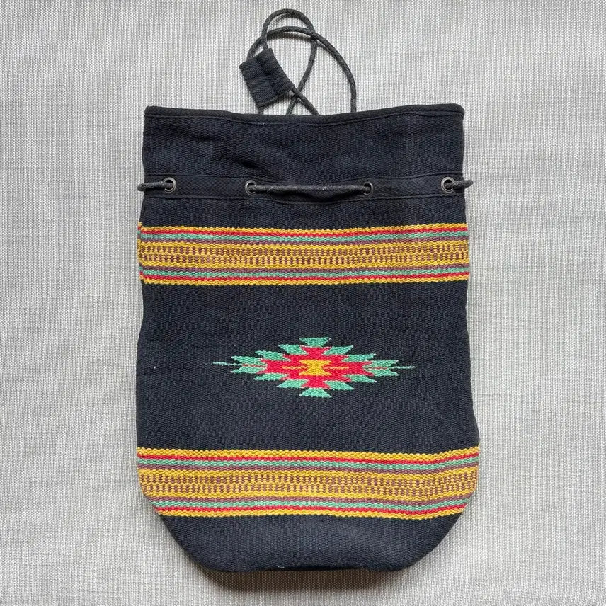 [BUNJANG] Black Navajo Chimayo Cotton Woven Duffel Bag / 블랙 나바호 치마요 코튼 우븐 더플 백