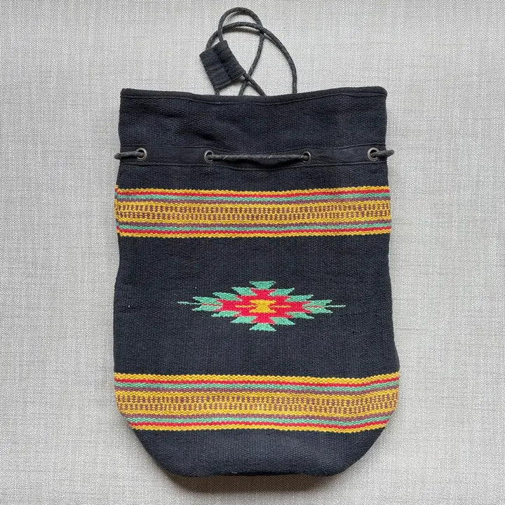 [BUNJANG] Black Navajo Chimayo Cotton Woven Duffel Bag / 블랙 나바호 치마요 코튼 우븐 더플 백