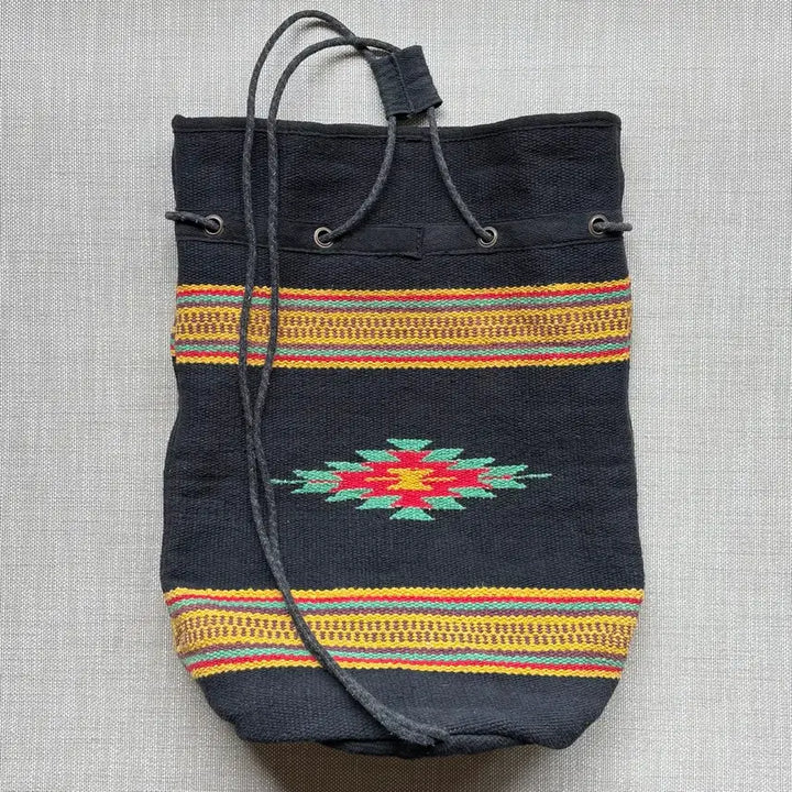 [BUNJANG] Black Navajo Chimayo Cotton Woven Duffel Bag / 블랙 나바호 치마요 코튼 우븐 더플 백
