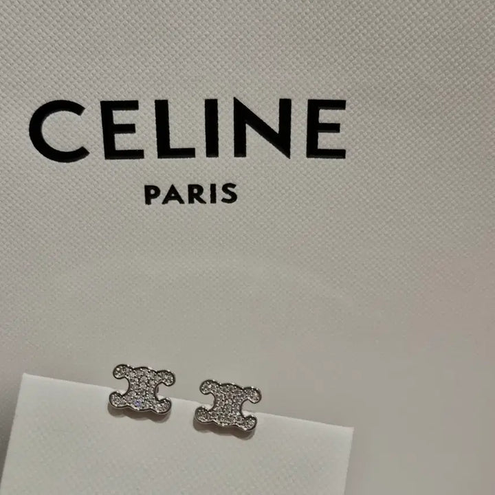 [BUNJANG] Celine Triomphe Cubic Earrings / 셀린느 트리오페 큐빅 귀걸이