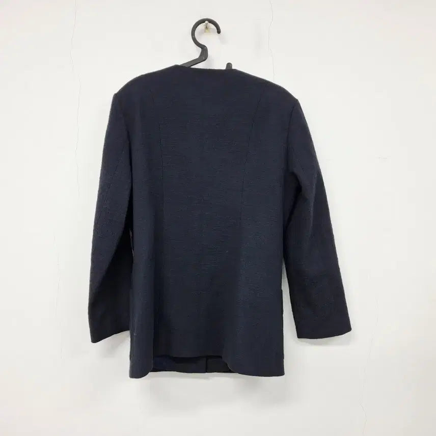 [BUNJANG] THEREUM Tweed Collarless Jacket Navy / THEREUM 더름 트위드 칼라리스 자켓 네이비
