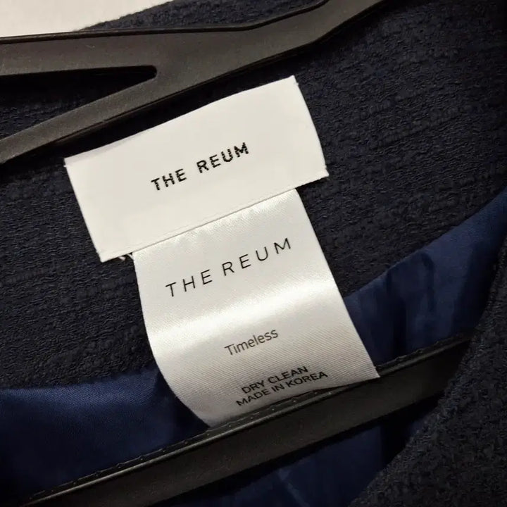 [BUNJANG] THEREUM Tweed Collarless Jacket Navy / THEREUM 더름 트위드 칼라리스 자켓 네이비