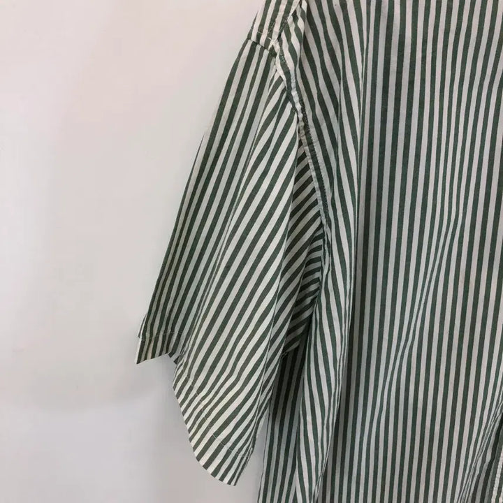 [BUNJANG] Covernat Striped Short Sleeve Shirt L Green / 커버낫 스트라이프 반팔셔츠 L 그린