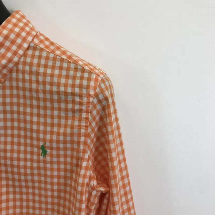 [SOLD OUT] 폴로 랄프로렌 오렌지 깅엄체크셔츠 [14-16,L 여성55]